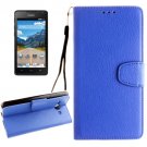 For Ascend Y530 Blue Litchi Leather Case with Holder, Card Slots & Wallet