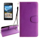 For Ascend Y530 Purple Litchi Leather Case with Holder, Card Slots & Wallet