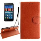 For Huawei Y5 Brown Litchi Leather Case with Holder, Card Slots & Wallet