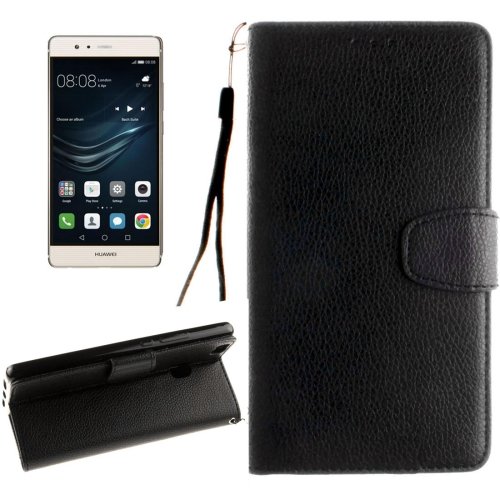 For Huawei P9 Lite Black Litchi Leather Case with Holder, Card Slots & Wallet