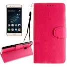 For Huawei P9 Lite Magenta Litchi Leather Case with Holder, Card Slots & Wallet