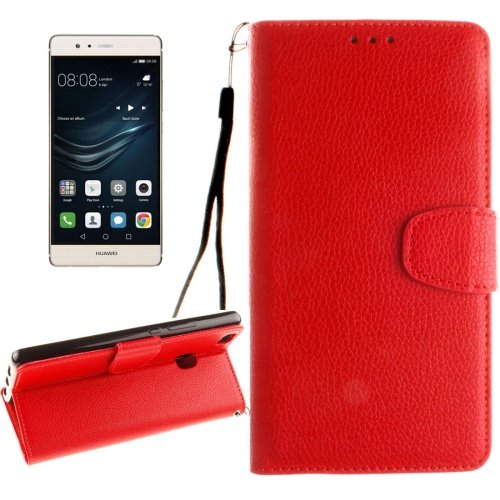 For Huawei P9 Lite Red Litchi Leather Case with Holder, Card Slots & Wallet