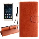 For Huawei P9 Brown Litchi Leather Case with Holder, Card Slots & Wallet