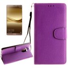 For Huawei Mate 8 Purple Litchi Leather Case with Holder, Card Slots & Wallet