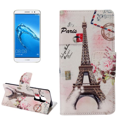 For nova plus Eiffel Pattern Leather Case with Holder, Card Slots & Wallet