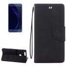 For Honor 8 Black Butterflies Leather Case with Holder, Card Slots & Wallet