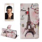 For Honor 8 Eiffel Pattern Leather Case with Holder, Card Slots & Wallet