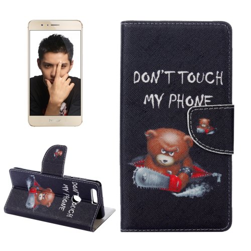For Honor 8 Bear Pattern Leather Case with Holder, Card Slots & Wallet
