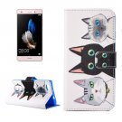 For Huawei P8 Lite Cats Pattern Leather Case with Holder, Card Slots & Wallet