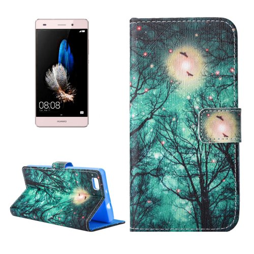For Huawei P8 Lite Forest Pattern Leather Case with Holder, Card Slots & Wallet