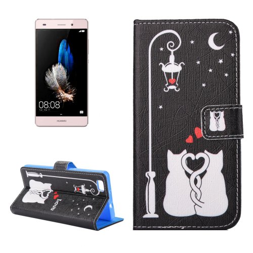 For Huawei P8 Lite lovers Pattern Leather Case with Holder, Card Slots & Wallet