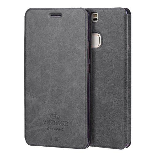 For Huawei P9 Plus MOFI VINTAGE Black Leather Case with Holder & Card Slots