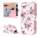 For Huawei P8 Lite Rose Pattern Leather Case with 9 Card Slots, Wallet & Holder
