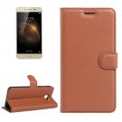 For Y6 Elite & Y5 II Brown Litchi Leather Case with Card Slots, Wallet & Holder