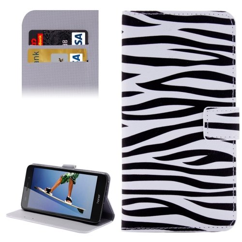 For Honor 5A Zebra Pattern Leather Case with Holder, Card Slots & Wallet