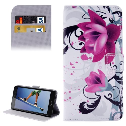 For Honor 5A Lotus Pattern Leather Case with Holder, Card Slots & Wallet