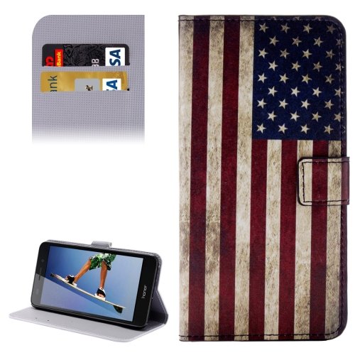 For Honor 5A US Flag Pattern Leather Case with Holder, Card Slots & Wallet