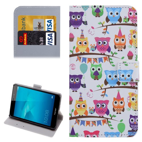 For Honor 5C Owls Pattern Leather Case with Holder, Card Slots & Wallet