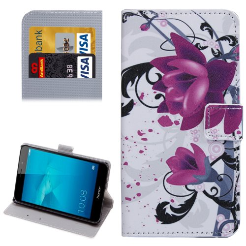 For Honor 5C Lotus Pattern Leather Case with Holder, Card Slots & Wallet