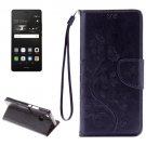For P9 Lite Butterflies Black Leather Case with Holder, Card Slots & Wallet