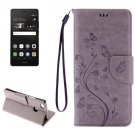 For P9 Lite Butterflies Grey Leather Case with Holder, Card Slots & Wallet