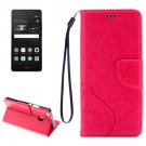 For P9 Lite Butterflies Magenta Leather Case with Holder, Card Slots & Wallet