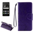 For P9 Lite Butterflies Purple Leather Case with Holder, Card Slots & Wallet