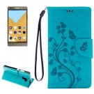 For Honor 7 Butterflies Blue Leather Case with Holder, Card Slots & Wallet