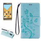 For Honor 7 Butterflies Baby Blue Leather Case with Holder, Card Slots & Wallet
