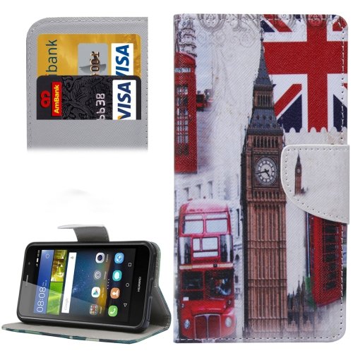 For Y6 Pro Big Ben Pattern Leather Case with Holder, Card Slots & Wallet