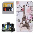 For Y6 Pro Eiffel Pattern Leather Case with Holder, Card Slots & Wallet