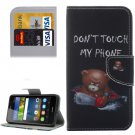 For Y6 Pro Bear Pattern Leather Case with Holder, Card Slots & Wallet