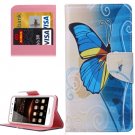 For Huawei Y5 II Butterfly Pattern Leather Case with Holder, Card Slots & Wallet