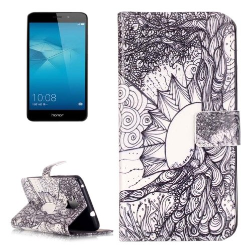 For Honor 5C Tree Pattern Leather Case with Holder, Card Slots & Wallet