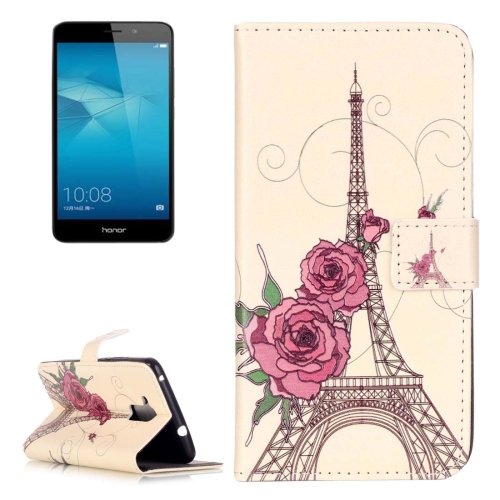 For Honor 5C Rose Pattern Leather Case with Holder, Card Slots & Wallet