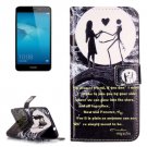 For Honor 5C Couple Pattern Leather Case with Holder, Card Slots & Wallet