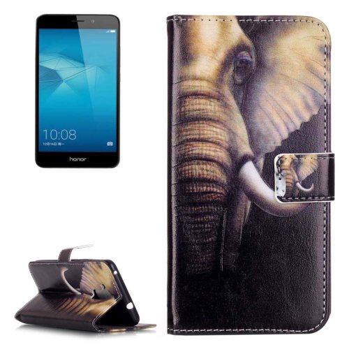 For Honor 5C Elephant Pattern Leather Case with Holder, Card Slots & Wallet