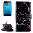 For Honor 5C Red Lip Pattern Leather Case with Holder, Card Slots & Wallet