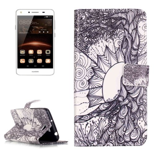 For Huawei Y5 II Tree Pattern Leather Case with Holder, Card Slots & Wallet