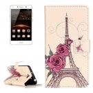 For Huawei Y5 II Rose Pattern Leather Case with Holder, Card Slots & Wallet