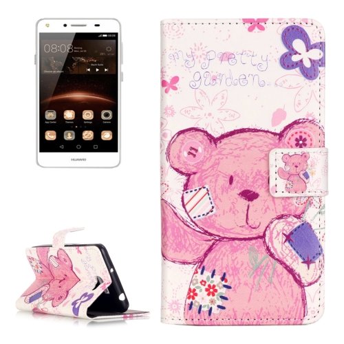 For Huawei Y5 II Bear Pattern Leather Case with Holder, Card Slots & Wallet