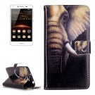 For Huawei Y5 II Elephant Pattern Leather Case with Holder, Card Slots & Wallet