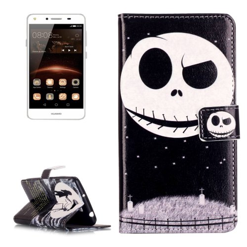 For Huawei Y5 II Ghost Pattern Leather Case with Holder, Card Slots & Wallet