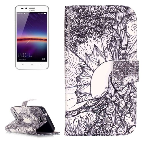 For Huawei Y3 II Tree Pattern Leather Case with Holder, Card Slots & Wallet