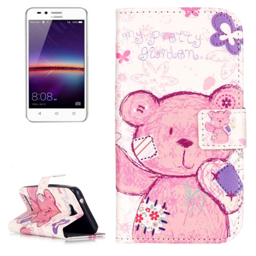 For Huawei Y3 II Bear Pattern Leather Case with Holder, Card Slots & Wallet