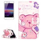 For Huawei Y3 II Bear Pattern Leather Case with Holder, Card Slots & Wallet
