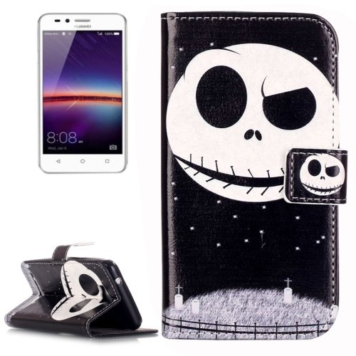 For Huawei Y3 II Ghost Pattern Leather Case with Holder, Card Slots & Wallet