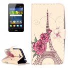 For Huawei Y6 Pro Rose Pattern Leather Case with Holder, Card Slots & Wallet