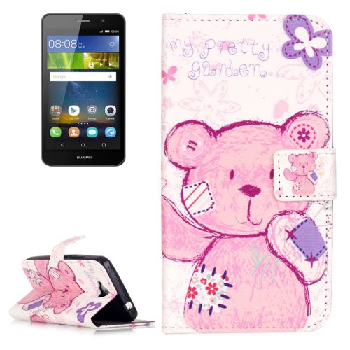 For Huawei Y6 Pro Bear Pattern Leather Case with Holder, Card Slots & Wallet