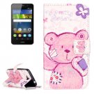 For Huawei Y6 Pro Bear Pattern Leather Case with Holder, Card Slots & Wallet